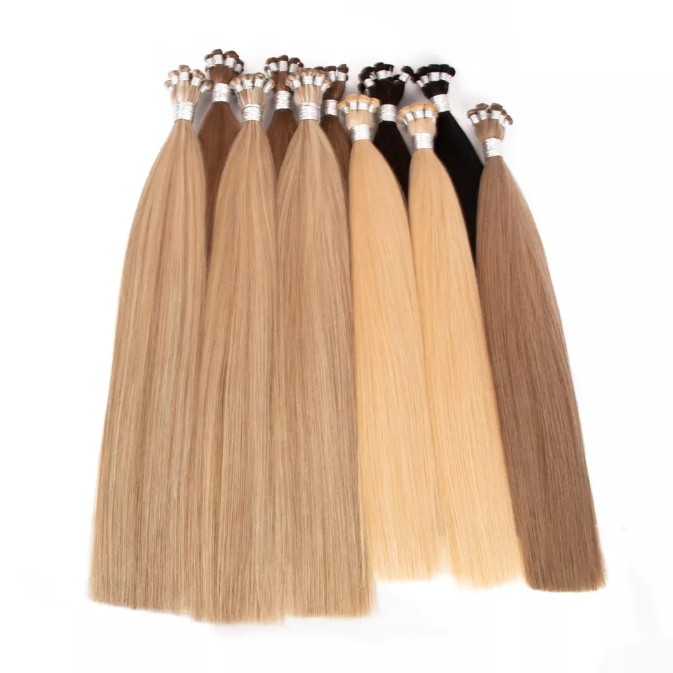 Hot Selling European Human Hair Hand Tied Weft Hair Extension Cuticle 12a Hand Tied Weft Extensions